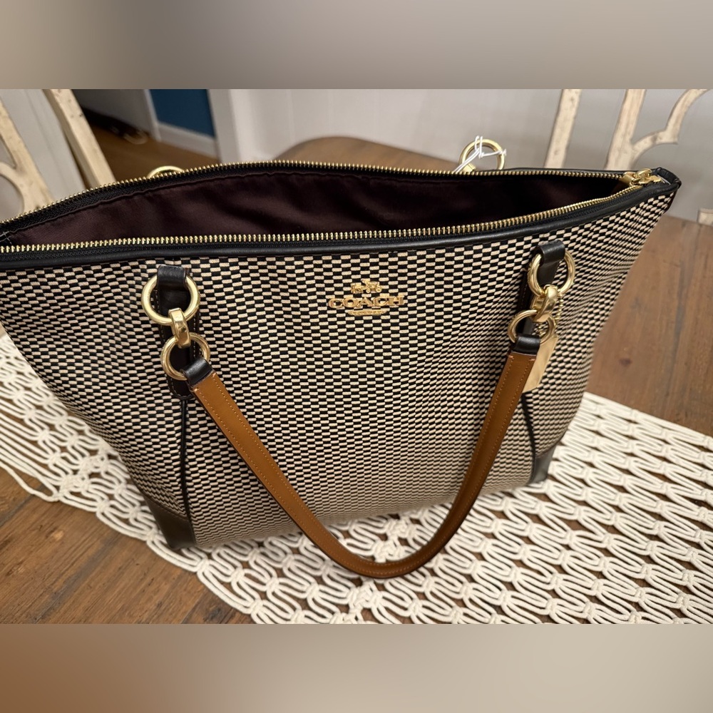 Coach large Ava fabric zip top tote with gold hardware.  Excellent condition.